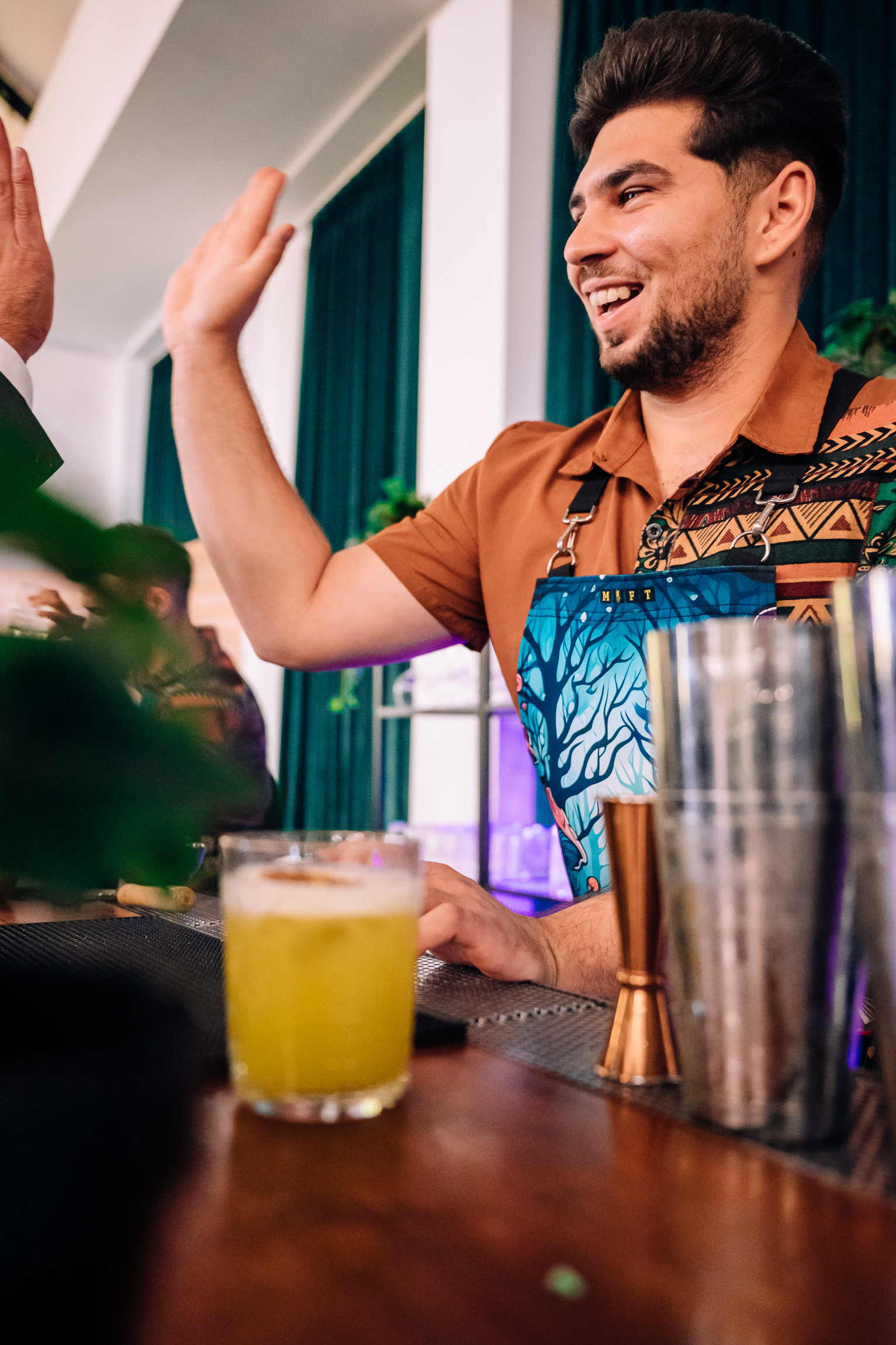 Bartender serving